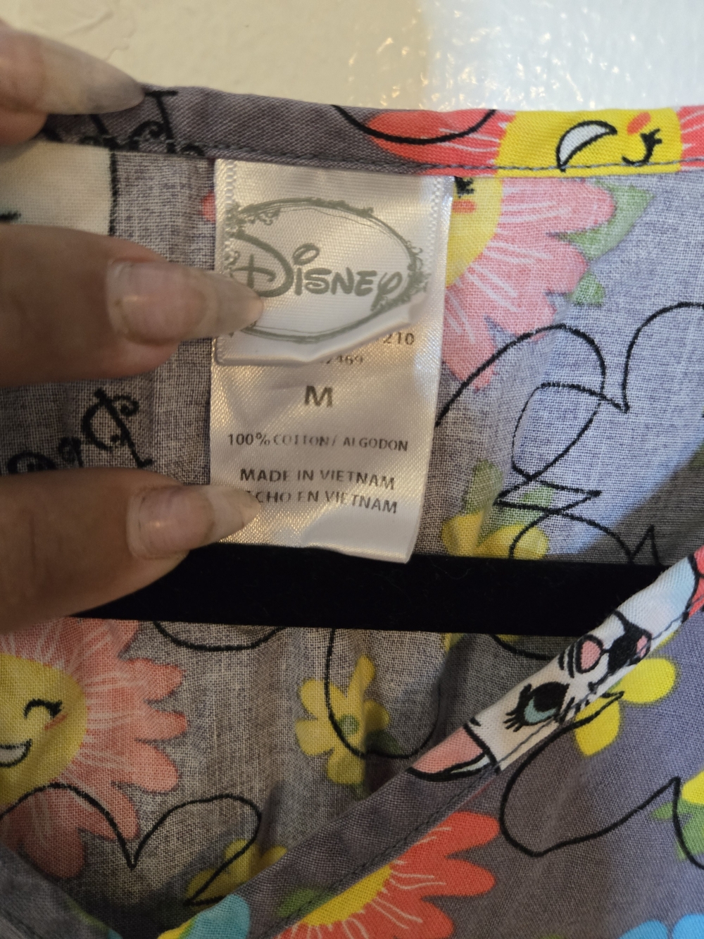 Gray Floral ARISTOCATS Print Scrub Top - Picture 5 of 5